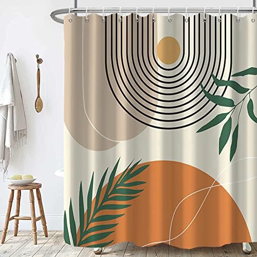 Mid Century Shower Curtain with Hook for Bathroom 72x78 Inch