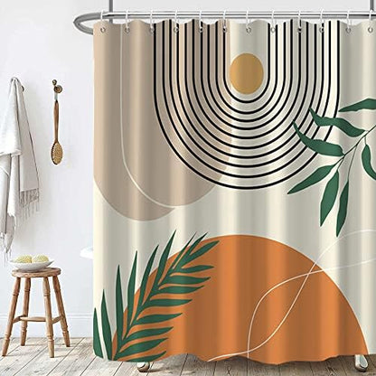 Mid Century Shower Curtain with Hook for Bathroom 72x78 Inch