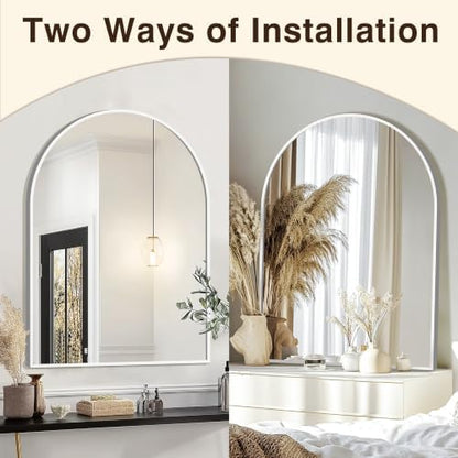 FICTOR 30" x 40" Arched Bathroom Vanity Mirror for Over Sink, Silver