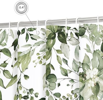 Gibelle Olive Green Eucalyptus Shower Curtain, Floral Print, 54x78