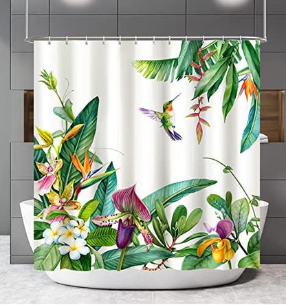 Shower Curtain Hummingbird, Spring Flowers Shower Curatin Plants Floral Waterproof Polyester Quick-Drying shower curtain Set for Bathroom 72x72 with 12 Hooks, Machine Washable barh Curtains
