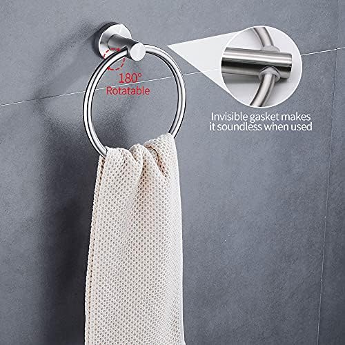 10pcs Bathroom Hardware Set, Brushed Nickel Bathroom Hardware Set, Including 16" Hand Towel Bars, Toilet Paper Holders, Towel Rings, Robe Towel Hooks