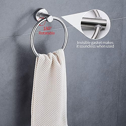 10pcs Bathroom Hardware Set, Brushed Nickel Bathroom Hardware Set, Including 16" Hand Towel Bars, Toilet Paper Holders, Towel Rings, Robe Towel Hooks