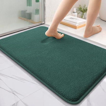 OLANLY Memory Foam Bathroom Rugs 36x24, Absorbent Bath Mat, Blackish Green