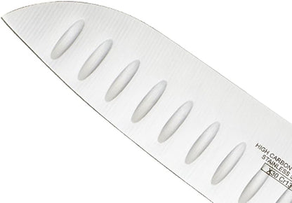 Mercer Culinary Millennia Color Handle Cutlery 7" Santoku Knife (Granton Edge) Yellow