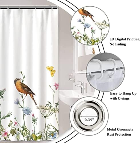 AWERT Small Half Size Stall Shower Curtain with Hooks Shower Stall Curtain 48 x 72 Funny Bird for Bathroom/RV and Camper
