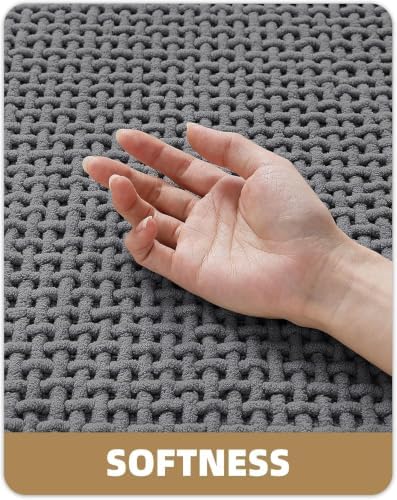 Color&Geometry 24"x36" Thin Waffle Chenille Bathroom Rugs,Non Slip,Grey