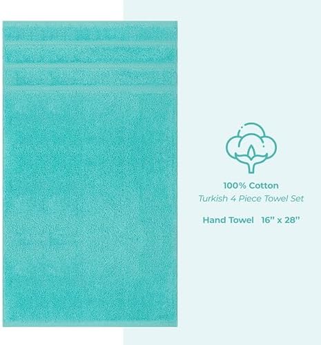 American Soft Linen 100% Cotton Luxury Turkish Towels, 4 PC Hand Towel Set