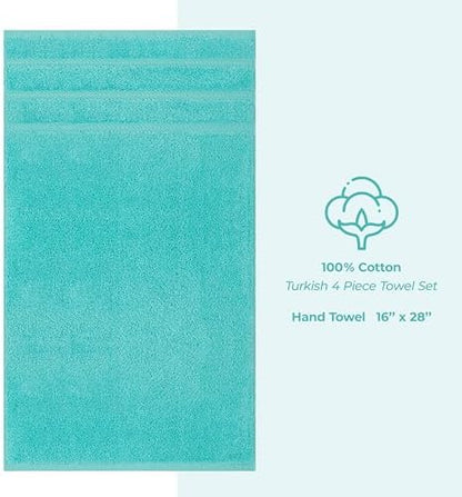 American Soft Linen 100% Cotton Luxury Turkish Towels, 4 PC Hand Towel Set
