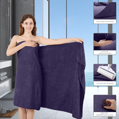 8 Piece Bathroom Towel Set |2 Oversized Large Bath Towels Sheet,2 Hand Towels and 4 Washcloths| 600GSM Ultra Soft Luxury Premium Towel Set Highly Absorbent Quick Dry Hotel Towel Collection,Purple Grey