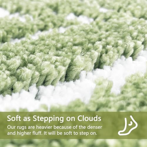 Sage Green Bathroom Rug Runner - Long Bath Mat for Bathroom Non Slip Bath Runner Decor Water Absorbent Long Rug for Sink Bathtub Leaf Bath Mat 18" x 47"