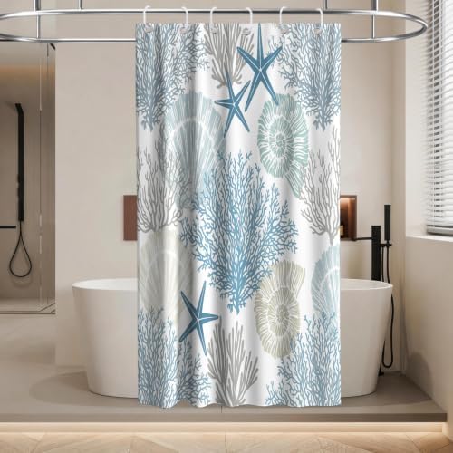 Cute Luxury Ocean Shower Curtain Kids Seashell Modern Nautical Tropical