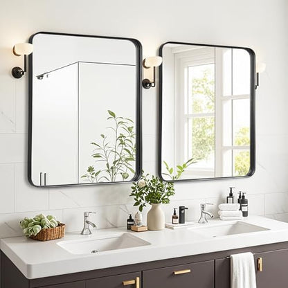 Black Bathroom Vanity Mirror Over Sink 26x28, Wall Mount Rectangle Mirror