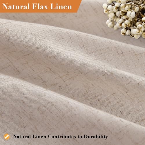 Nanspring Extra Long Linen Shower Curtain for Bathroom 96 Inch Cream Beige