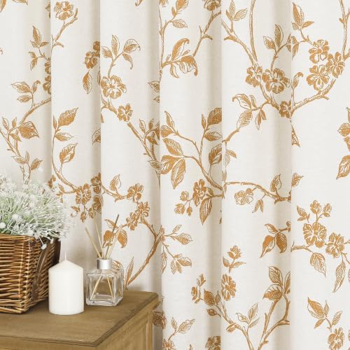 MitoVilla Yellow Cotton Floral Shower Curtain for Bathroom, 72 x 72