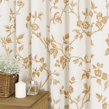 MitoVilla Extra Long Cotton Floral Shower Curtain for Bathroom,72 x 84