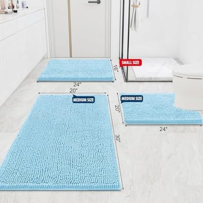 Smiry Bathroom Rugs 47X24, Luxury Chenille Extra Soft Absorbent Bath Mat
