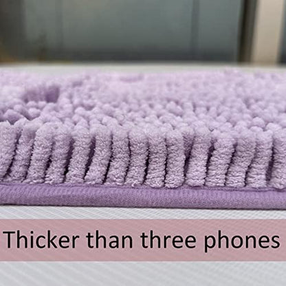RUN HELIX Chenille Bathroom Rugs - 3 Piece Bath Mats, Non-Slip Luxury Bathroom Runner Rugs, Extra Soft and Absorbent Shaggy Rugs, Washable Dry Plush