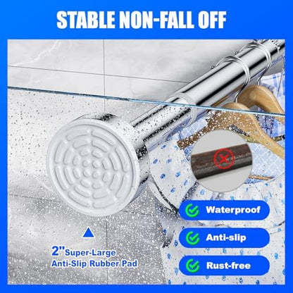 Ausemku Shower Curtain Rod Tension - 32-80 Inch Never Rust Non-Slip Spring Tension Curtain Rod No Drilling Stainless Steel Curtain Rod Use Bathroom Kitchen（Silver）