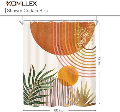 Mid Century Orange Boho Abstract Modern S Bathroom Shower Curtain Set