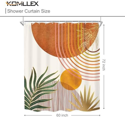 Mid Century Orange Boho Abstract Modern S Bathroom Shower Curtain Set