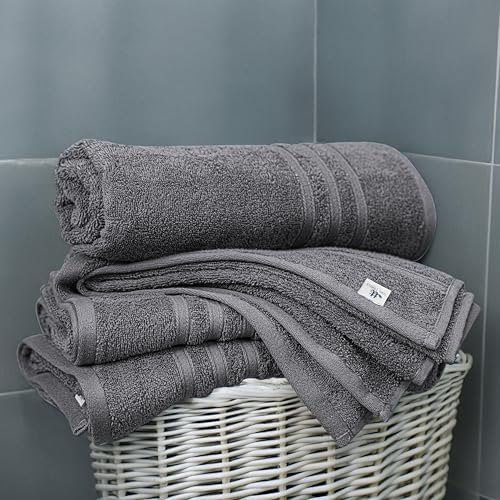 Tens Towels 4 Piece Bath Towels 27x54 Inches, Dark Grey