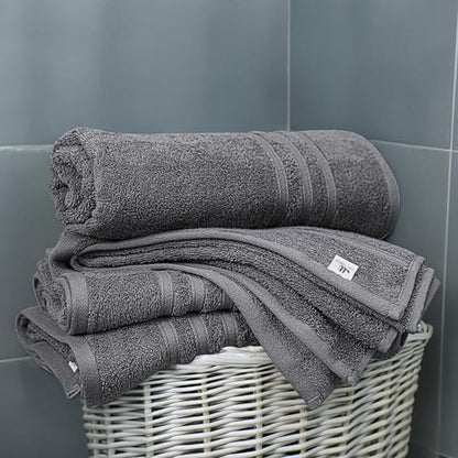 Tens Towels 4 Piece Bath Towels 27x54 Inches, Dark Grey