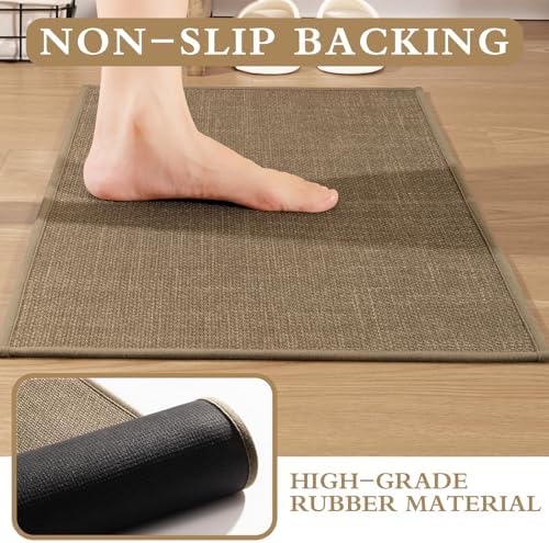 YIHOUSE Bathroom Rugs Thin Bath Mat Sets 4 Pieces Quick Dry,Brown