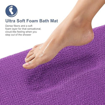 OLANLY Thick Memory Foam Bathroom Rugs 30x20, Absorbent Bath Mat, Purple