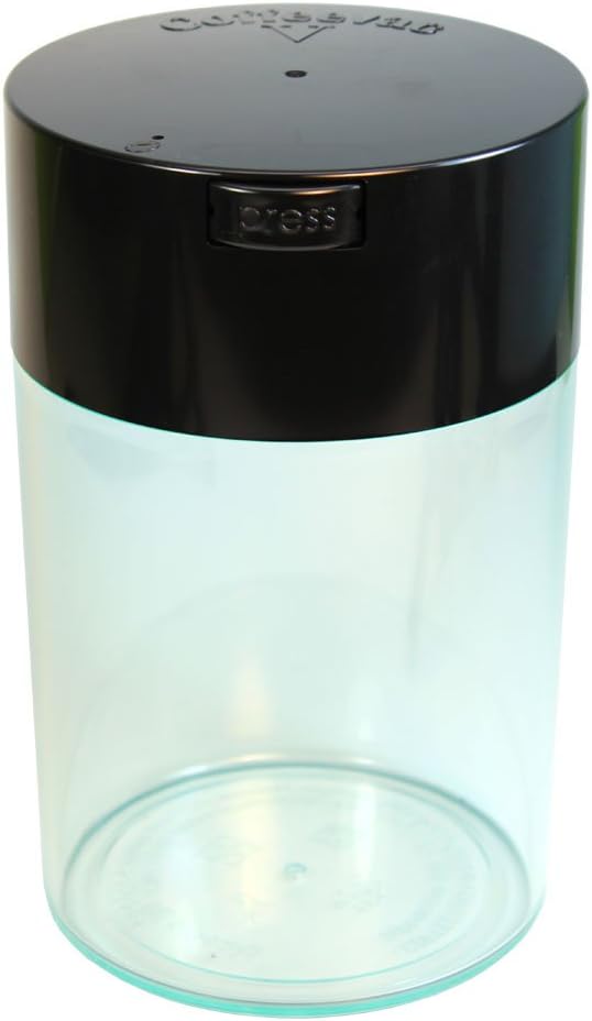 COFFEEVAC Multi-Use Airtight Coffee Bean Storage Container - Patented Vacuum Seal Ground Coffee Grounds Container, 1.85L, BPA-Free, NSF-Certified, Smell Proof, 1LB, Black Cap and Clear Body
