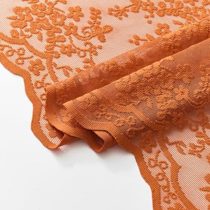 Orange Shower Curtain 36x72, Narrow Stall Lace with Attached Valance