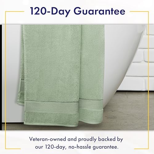 Alusa Home 100% Organic Zero-Twist Cotton Towels - GOTS Certified Luxury Bath Towels - Ultra Soft & Plush 700GSM Long-Staple Cotton - 6 Piece Towel Set (Eucalyptus Green)