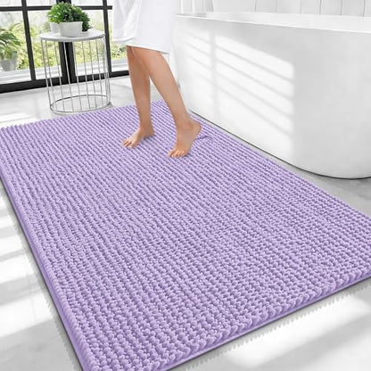 OLANLY Thick Chenille Large Bathroom Rugs Mats 40x32, Lavender