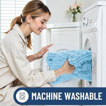 Smiry Bathroom Rugs 30X20, Extra Soft Rubber Backing Chenille Bath Mats