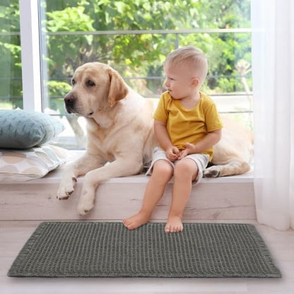 ZALL Dark Grey Waffle Bath Mat,Super Absorbent Non Slip Bathroom Rug, Gray 24x36inch, Machine Washable Ultra Soft Floor Mats