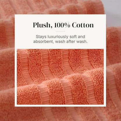 Modern Threads 6 Piece Bath Towel Set – Bathroom Set with 2 Bath Towels, 2 Hand Towels, and 2 Wash Cloths – 100% Cotton, Super Absorbent & Extra Soft – Reversible Natural Vine (Rust Orange)