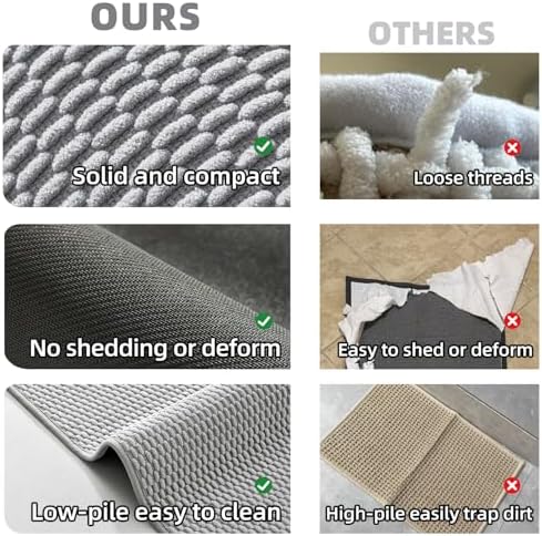 TYUU Toilet Rug, Thin Toilet Rugs U Shaped Washable Non Slip Absorbent Quick Dry Low Pile Toilet Mat, Light Grey 20"x24" U Shape