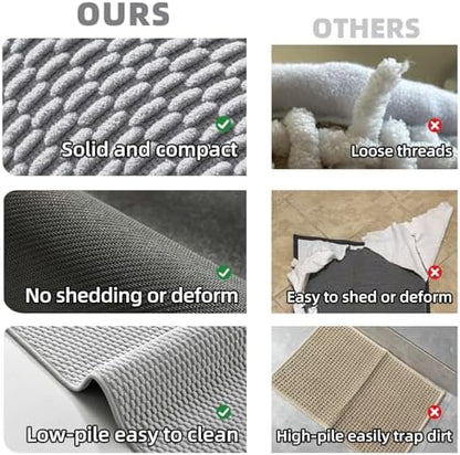 TYUU Bathroom Rugs Non Slip Washable, Super Absorbent Thin Bath Mat Small Quick Dry Low Pile Bathroom Rug, Light Grey 20"x30"