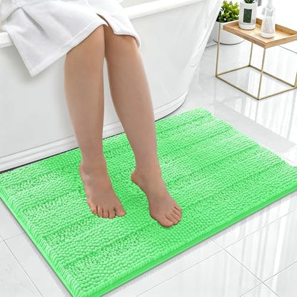 Smiry Thick Chenille Bathroom Rugs 36x24, Absorbent Bath Mat, Mint Green