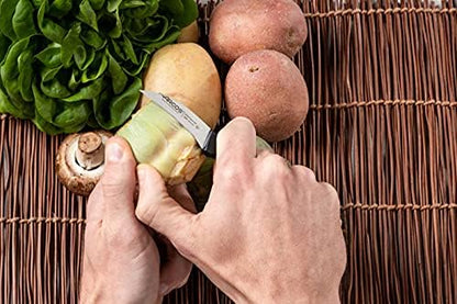 Arcos Curved Paring Knife 2 Inch Stainless Steel. Kitchen Knife for Peeling Fruits and Vegetables. Ergonomic Polyoxymethylene Handle and 60 mm Blade. Series Universal. Color Black.