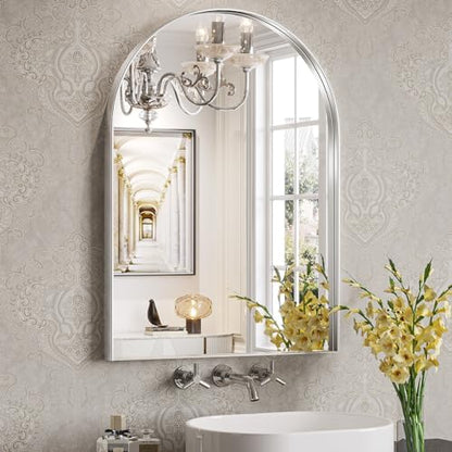Brightify Arched Wall Mirror 22 x 30 Inch, Silver Arch Mirror