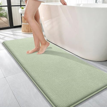 OLANLY Memory Foam Bathroom Runner Rugs 47x17, Long Bath Mats, Sage Green