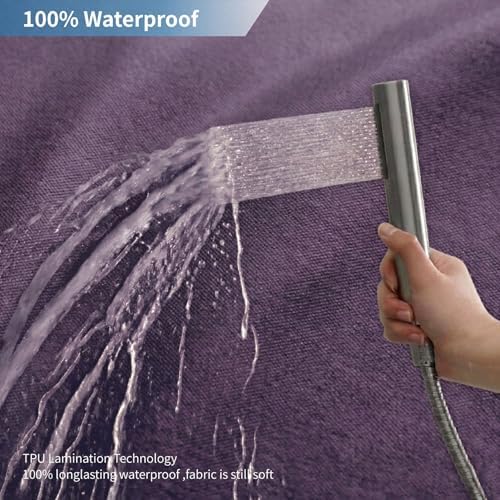 Waterproof Fabric Shower Curtain,No Liner Needed,72x72,Purple