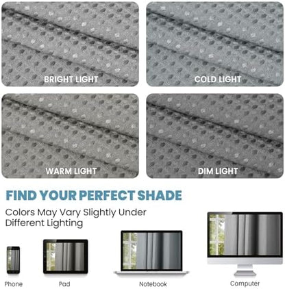 SORTTO No Hook Waffle Shower Curtain with Snap in Liner Set, 48x74, Grey