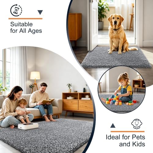 OLANLY Microfiber Bathroom Rugs 59x35, Quick Dry Bath Mat, Black and White