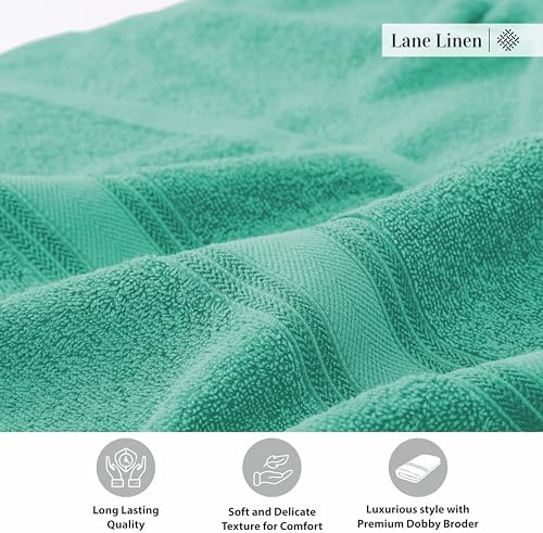 LANE LINEN 100% Cotton Bath Towels 4 Pack (30"x60") - Zero Twist, Mercerized Cotton Large Towel Set for Bathroom - Quick Dry, Soft & Absorbent Bath Towel Sets - Oeko Tex Certified, Pre Shrunk- Teal