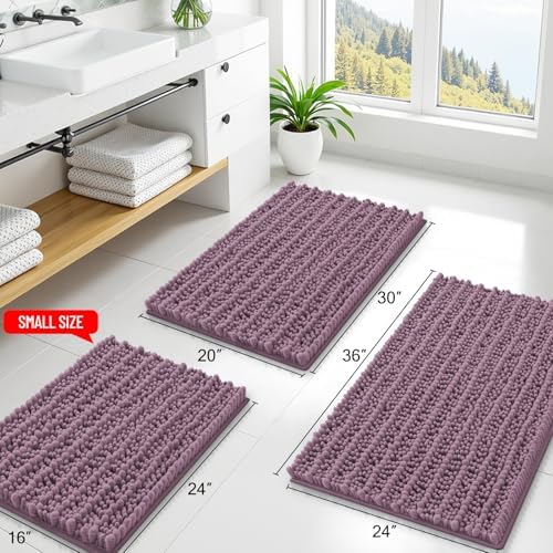 Smiry Bathroom Rugs 48X32, Extra Soft Rubber Backing Chenille Bath Mats