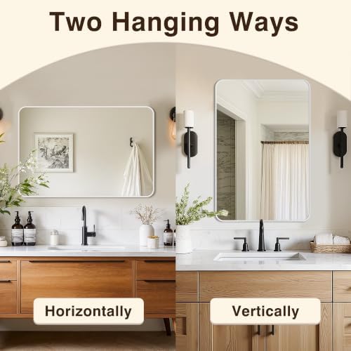 Vanity Bathroom Mirror, 30”x20” Silver Bathroom Mirror for Over Sink