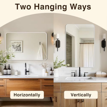 Vanity Bathroom Mirror, 30”x20” Silver Bathroom Mirror for Over Sink