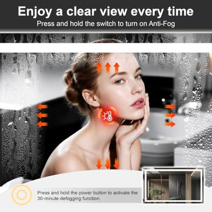 TRAHOME LED Bathroom Vanity Mirror with Lights, 30"x45" Lighted Wall Mirror